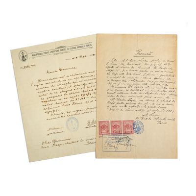 Marin Lișcu, procură, 1929 + Asociația pentru Literatura Română și Cultura Poporului Român, scrisoare privind bursa de studii, 1914
