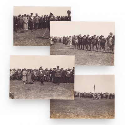 Familia regală a României la un miting aviatic, februarie 1925, cinci fotografii de epocă