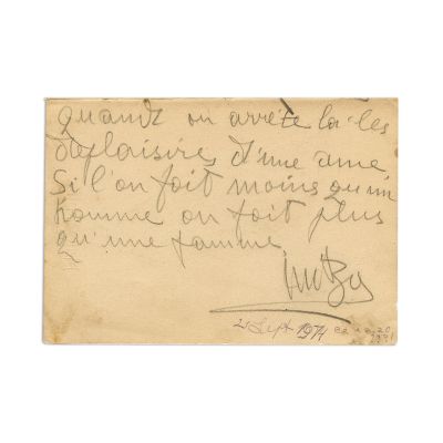 Maria Mihăescu (Mița Biciclista), filă cu versuri de dragoste și însemnare olografă, 1914