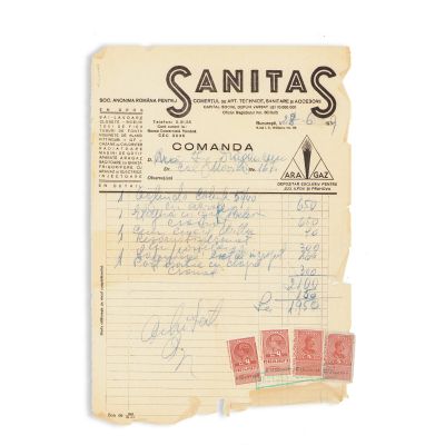 „La plosca de aur”, Sanitas, Oficiul Român de Publicitate, trei facturi, 1937 - 1943