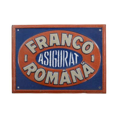 Societatea de Asigurări Franco-Română, plăcuță metalică 