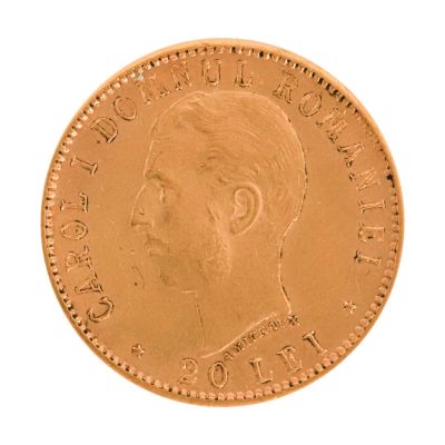 20 lei 1906, monedă din aur, regele Carol I