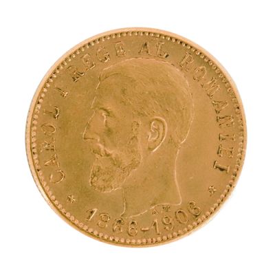 20 lei 1906, monedă din aur, regele Carol I