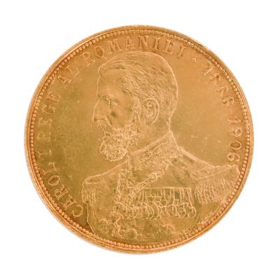 25 lei 1906, monedă din aur, regele Carol I