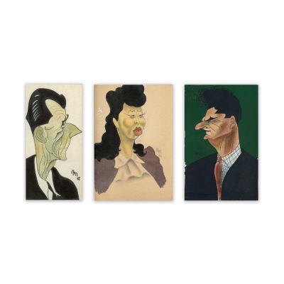 Iosif Ross, trei portrete caricaturale în tempera și cărbune, 1954-58