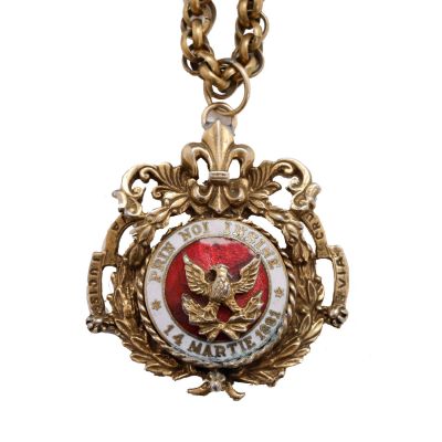 Vizita reginei Maria în S.U.A., medalion, bijutier Coro