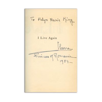 Ileana, Princess of Romania, I Live Again, 1954, cu dedicație 