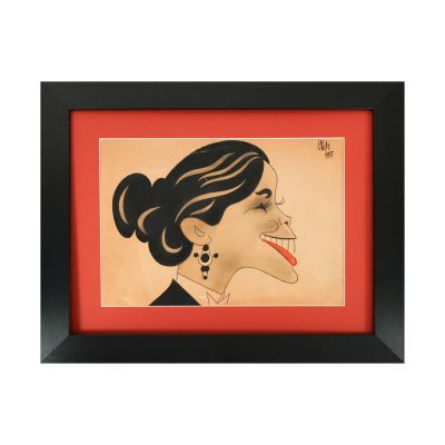 Iosif Ross, portretul unei femei, caricatură în tempera și cărbune, 1955