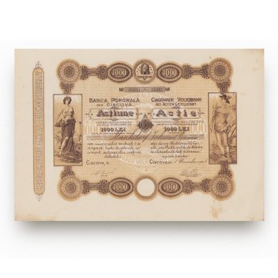 Banca poporală din Ciacova, acțiune în valoare de 1000 lei 