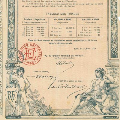 Expoziția Universală de la Paris, acțiune în valoare de 25 de franci, 1899