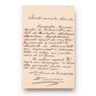 Aurelian Barbellian, scrisoare adresată lui I. C. Petrescu