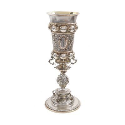 Pocal din argint cu monograma regelui Carol I, atelier Koch & Bergfeld, 20 mai 1879