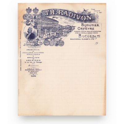 Bijutierul „Th. Radivon”, factură în alb