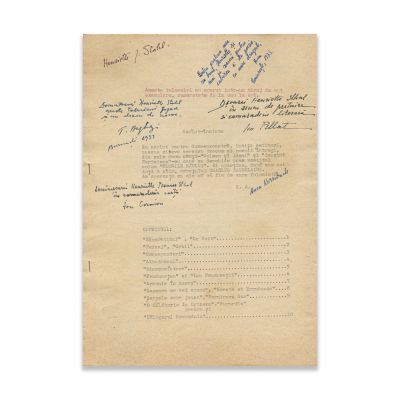 Volum cu poezii de C. Baudelaire, cu o gravură de J. Al. Steriadi și dedicații olografe pentru Henriette Stahl de la I. Pillat, T. Arghezi, I. Caraion