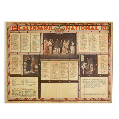 Calendarul Național pe anul 1935, cu reproduceri înfățișând familia regală a României