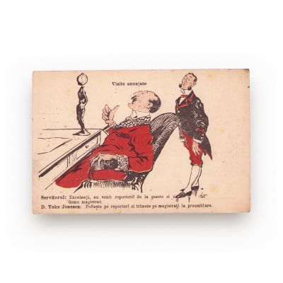 Take Ionescu la birou, carte poștală caricaturală - piesă foarte rară