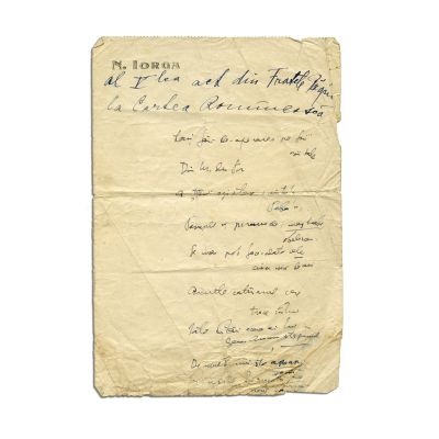 Nicolae Iorga, actul V din „Fratele păgân”, filă manuscris