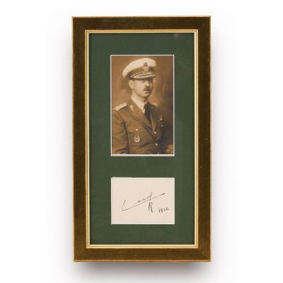 Regele Carol al II-lea, fotografie de epocă, atelier Julietta + bilet cu semnătură olografă