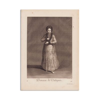 Jean Baptiste Vanmour, Princesse de Valaquie, gravură în cupru, 1714 - piesă rară