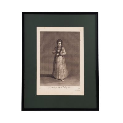 Jean Baptiste Vanmour, Princesse de Valaquie, gravură în cupru, 1714 - piesă rară