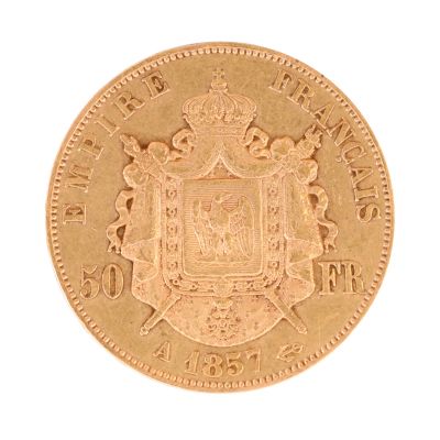 50 franci 1857, Napoléon al III-lea, monedă din aur