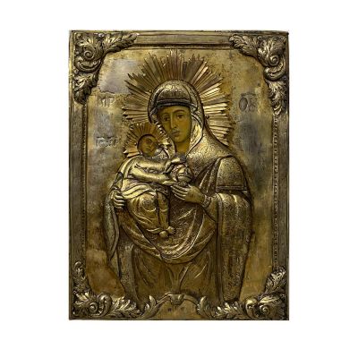 Icoana Născătoarei de Dumnezeu cu Pruncul, cu ferecătură din argint, Țara Românească, cca. 1850