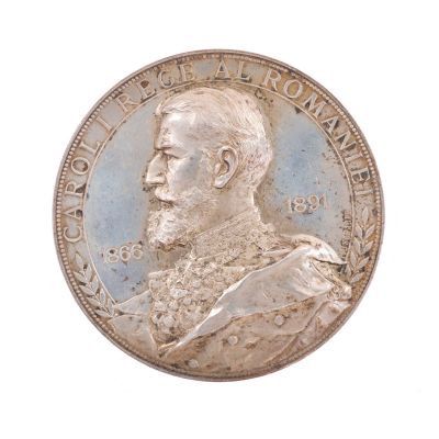 25 de ani de la întemeierea dinastiei, medalie din bronz placată cu argint, gravor A. Scharff