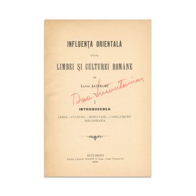 Lazăr Șaineanu, Influența orientală asupra limbii, 1900
