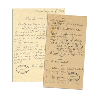 George Topîrceanu, filă manuscris + scrisoare expediată de Gică 