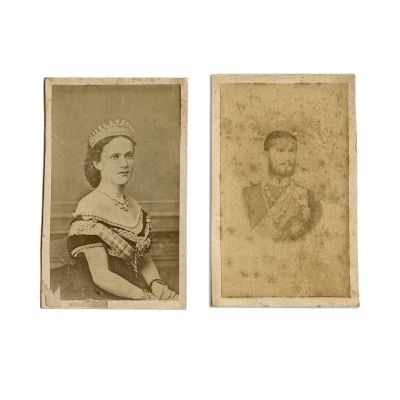Domnitorul Carol I și principesa Elisabeta, două fotografii format carte-de-visite, cca. 1870 