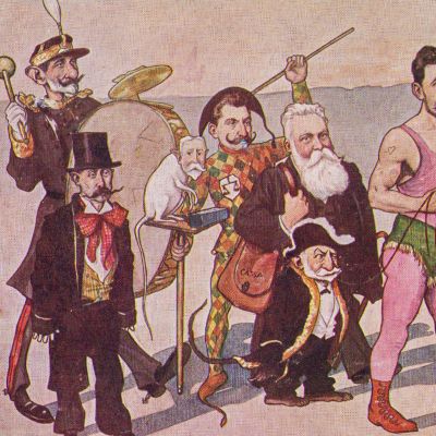 Circul politic, litografie policromă, Nicolae Petrescu-Găină
