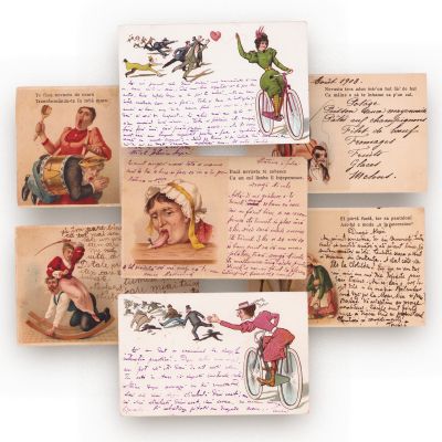 Ilustrate cu tematica conjugală, 7 cărți poștale 