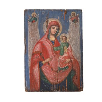 Icoana Născătoarei de Dumnezeu Hodighitria, tempera pe lemn, sec. XIX