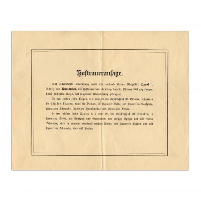 Ferpar care anunța decesul regelui Carol I, 1914 - Piesă rară