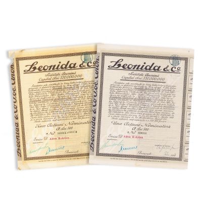 Societatea Anonimă „Leonida & Co”, două acțiuni pe numele lui Alice N. Arion