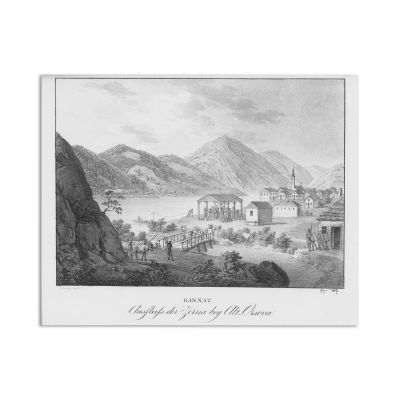 Devărsarea Cernei lângă Orșova, litografie, 1826