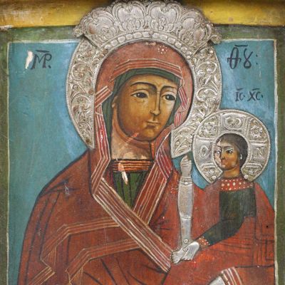 Icoană Născătoarea de Dumnezeu cu Pruncul, tempera pe lemn, sec. al XIX-lea