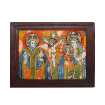 Icoană transilvăneană, Răstignirea Domnului, tempera pe sticlă, sec. XX