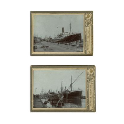 Portul Galați, două fotografii de cabinet, cca. 1911