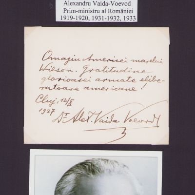 Alexandru Vaida-Voevod, fotografie + bilet cu însemnare olografă
