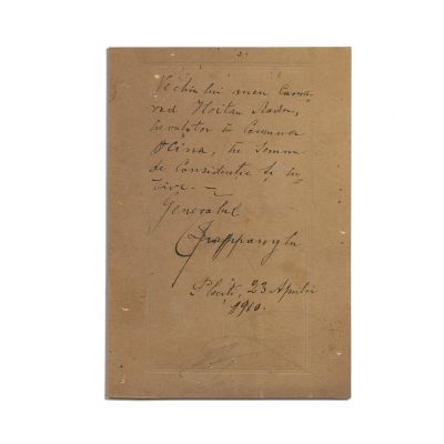 Generalul Pappasoglu, fotografie de epocă cu dedicație olografă