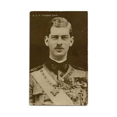 Principele Carol al României, fotografie tip carte poștală + bilet cu semnătură olografă