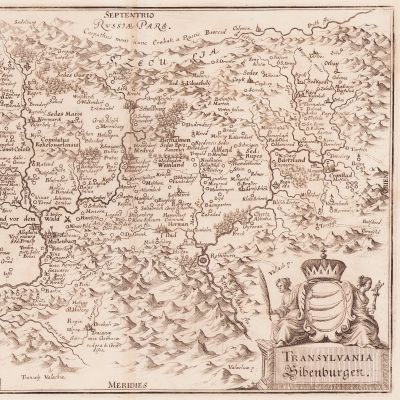 Harta Transilvaniei, gravură în cupru, gravor Mattheus Merian, 1667 