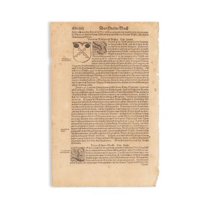 Vedută a orașului Zadar (Croația), pagină din „Cosmographia” lui Sebastian Münster, xilogravură, a doua jumătate a sec. XVI-lea