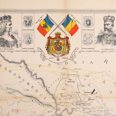 Harta istorică a României cu Țările Vecine, cu semnăturile olografe ale autorilor - Cromo-lito