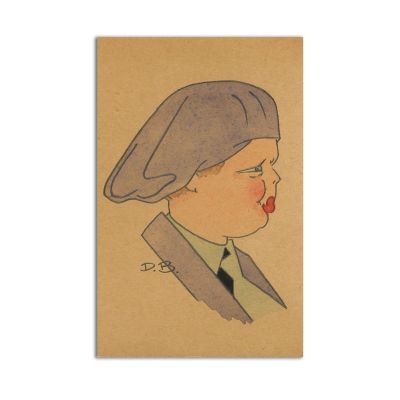 Regele Mihai I al României, carte poștală caricaturală olografă 