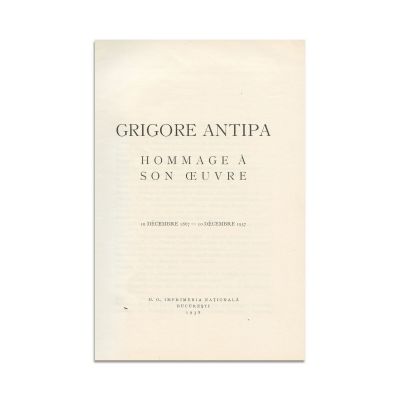 Grigore Antipa, Hommage à son œuvre, 1938, cu dedicația autorului