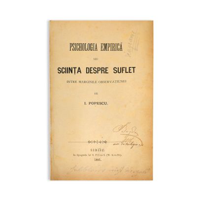 I. Popescu, Psihologia empirică sau știința despre suflet, 1881