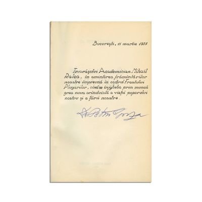 Dr. Petru Groza, Am văzut cu ochii țara păcii, 1955, două volume colligate, cu dedicație pentru Mihail Ralea