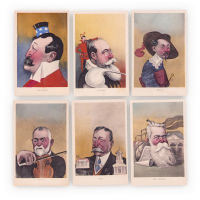Portrete caricaturale, 20 cărți poștale ilustrate, ilustrator Nicolae Petrescu-Găină